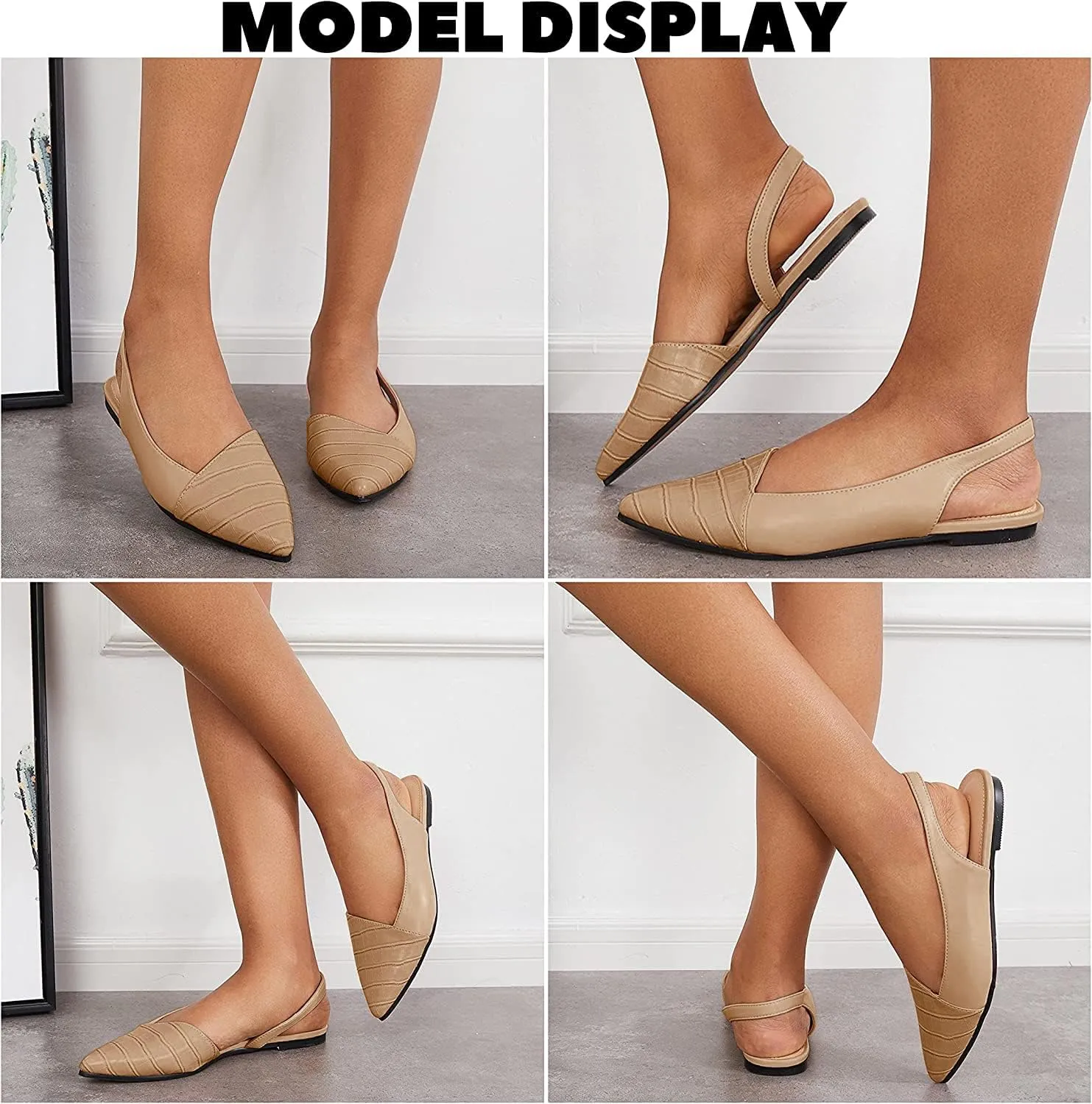 LAICIGO Women's Closed Pointed Toe Flats Slingback Low Heel Slip-on Cutout Animal Print Backless Mules Sandals