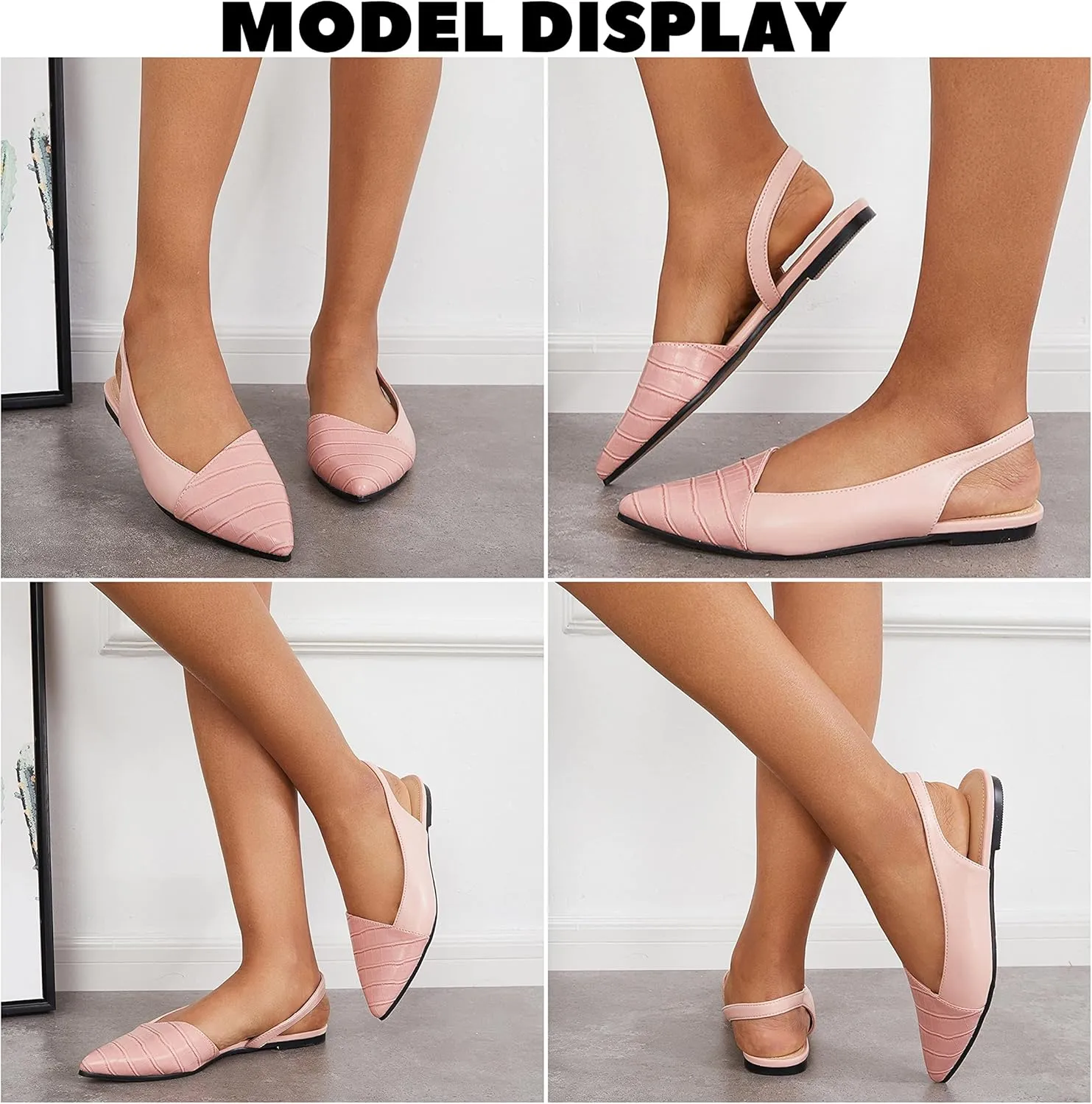 LAICIGO Women's Closed Pointed Toe Flats Slingback Low Heel Slip-on Cutout Animal Print Backless Mules Sandals
