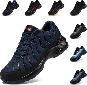 LARNMERN Air Cushion Steel Toe Shoes for Men Wide Women Lightweight Puncture Proof Work Safety Sneakers Breathable Slip Resistant Tennis Shoe