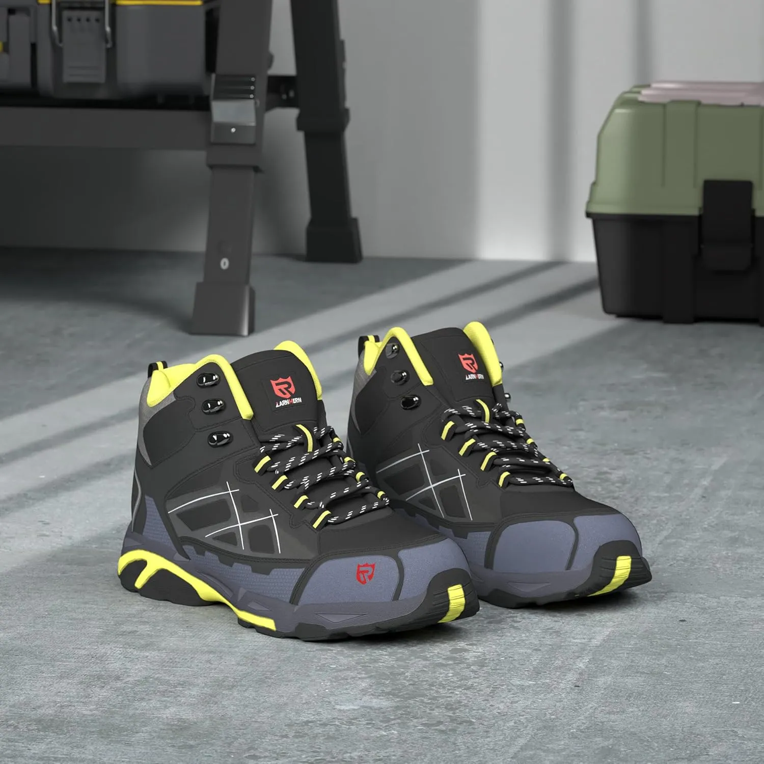 LARNMERN Steel Toe Boots Men, Non Slip Work Puncture Proof Safety Boot, Industrial Construction Comfortable Outdoor Hiking Military Tactical Shoes