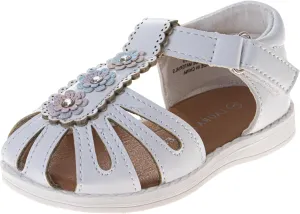 Laura Ashley Princess Girl Rainbow Sandals Summer Glitter Strap Closed Toe Sandals Flats for Girls Size 6-10 Toddler 11-12 Little Kid