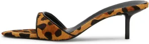 Leopard Kitten Heels Pointed Toe Mule Heels for Women Open Toe Kitten Heel for Party Dressy Wedding