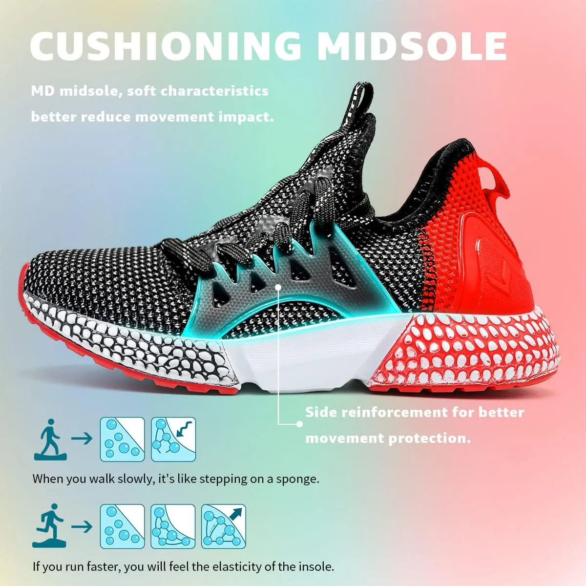 Littleplum Boys Running Shoes Slip On Kids Sneakers Mesh Tennis Shoes Lightweight Breathable for Athletic Gym School Sport