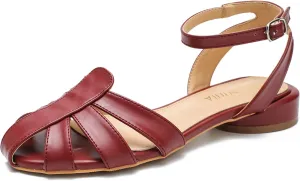 LIURUIJIA Women's Closed Toe Flat Sandals Comfortable Ankle Strap Strappy Boho Shoes Casual Dressy Summer Gladiator Sandals