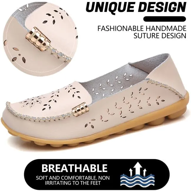Loafers for Women Comfortable Slip on Casual Flats Walking Leather Shoes Breathable & Lightweight Non-Slip Moccasins