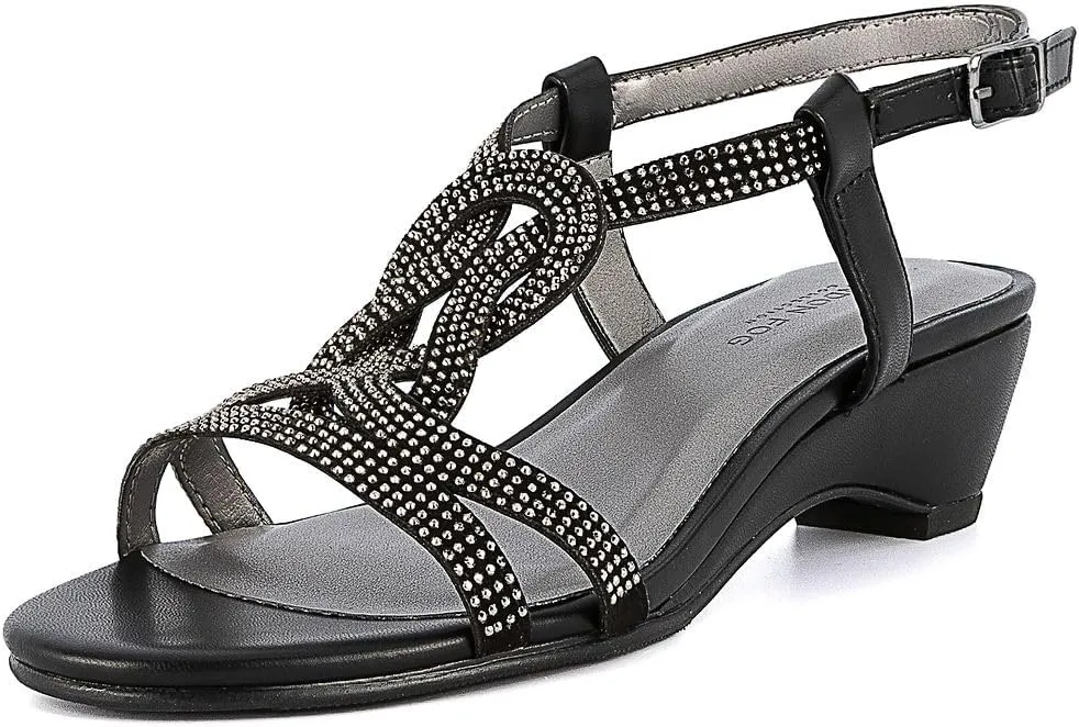 LONDON FOG Womens Macey Demi-Wedge Dress Sandals