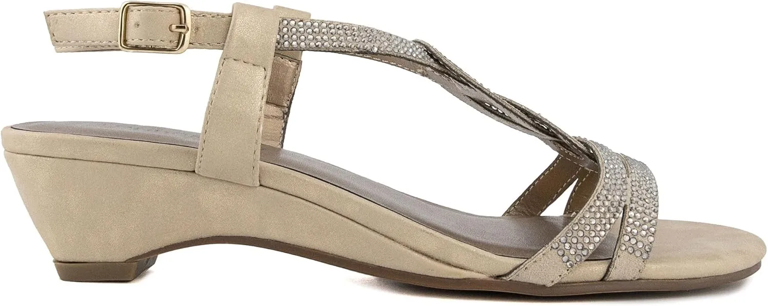 LONDON FOG Womens Macey Demi-Wedge Dress Sandals