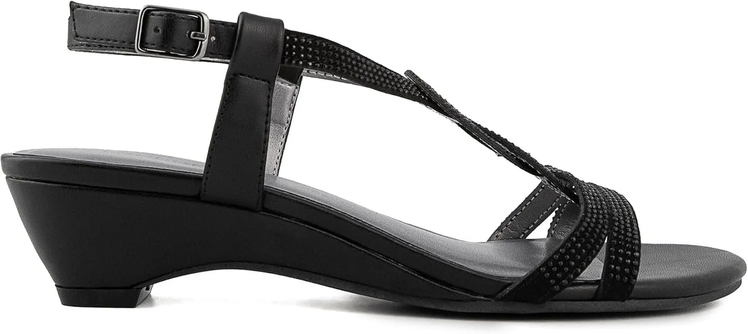 LONDON FOG Womens Macey Demi-Wedge Dress Sandals