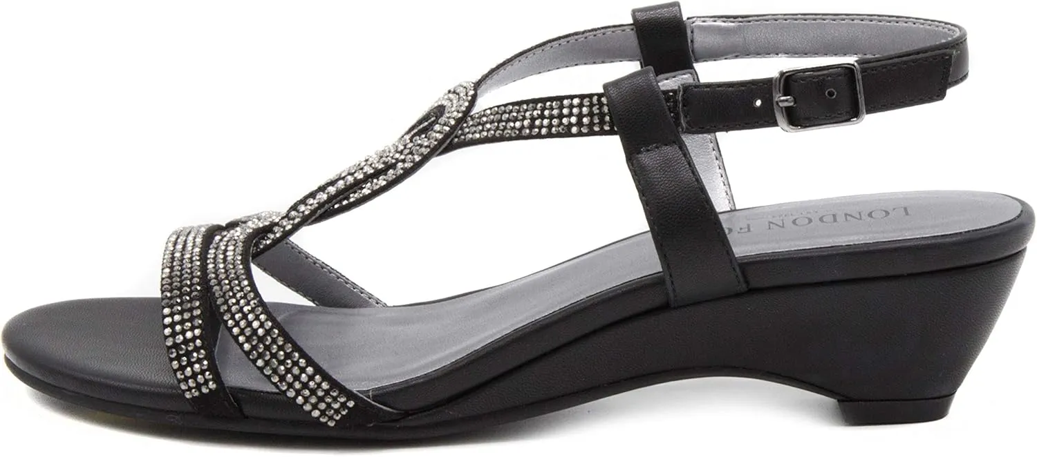 LONDON FOG Womens Macey Demi-Wedge Dress Sandals