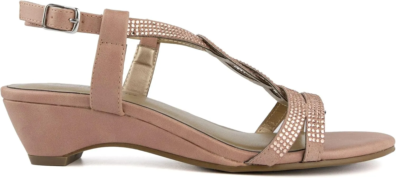 LONDON FOG Womens Macey Demi-Wedge Dress Sandals