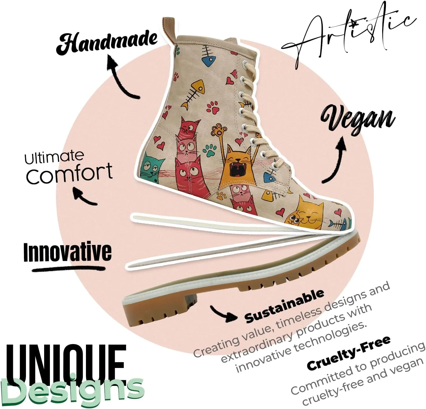 Long Boots for Women – Vegan Leather and Unique Design Womens Winter Boots, Comfortable and Stylish Womens Boots