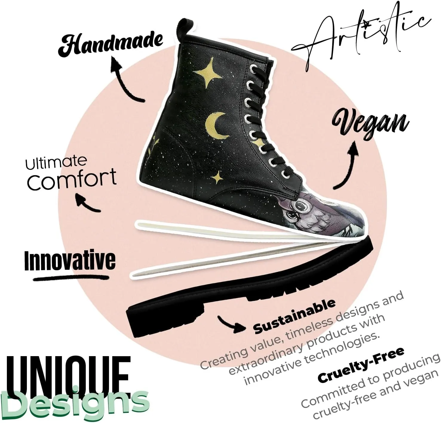 Long Boots for Women – Vegan Leather and Unique Design Womens Winter Boots, Comfortable and Stylish Womens Boots