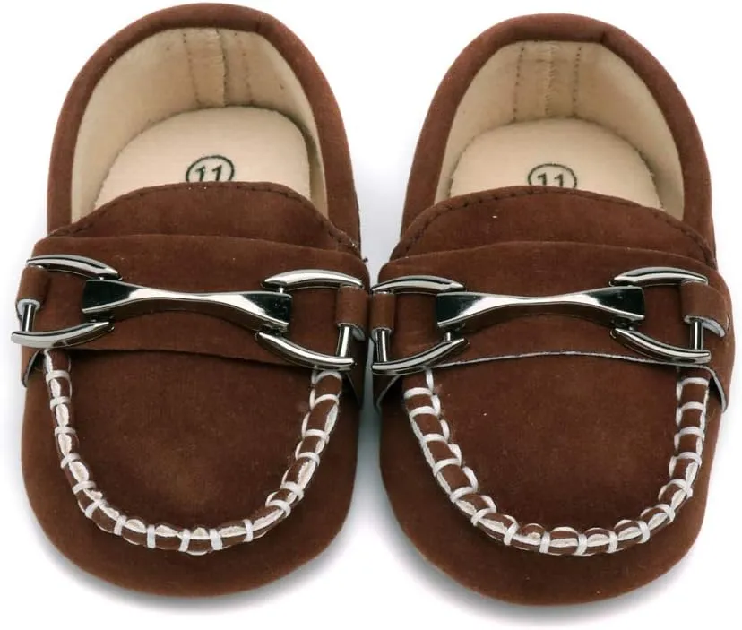 LONSOEN Baby Girls Boys Loafers Prewalker Dress Crib Shoes
