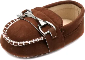 LONSOEN Baby Girls Boys Loafers Prewalker Dress Crib Shoes