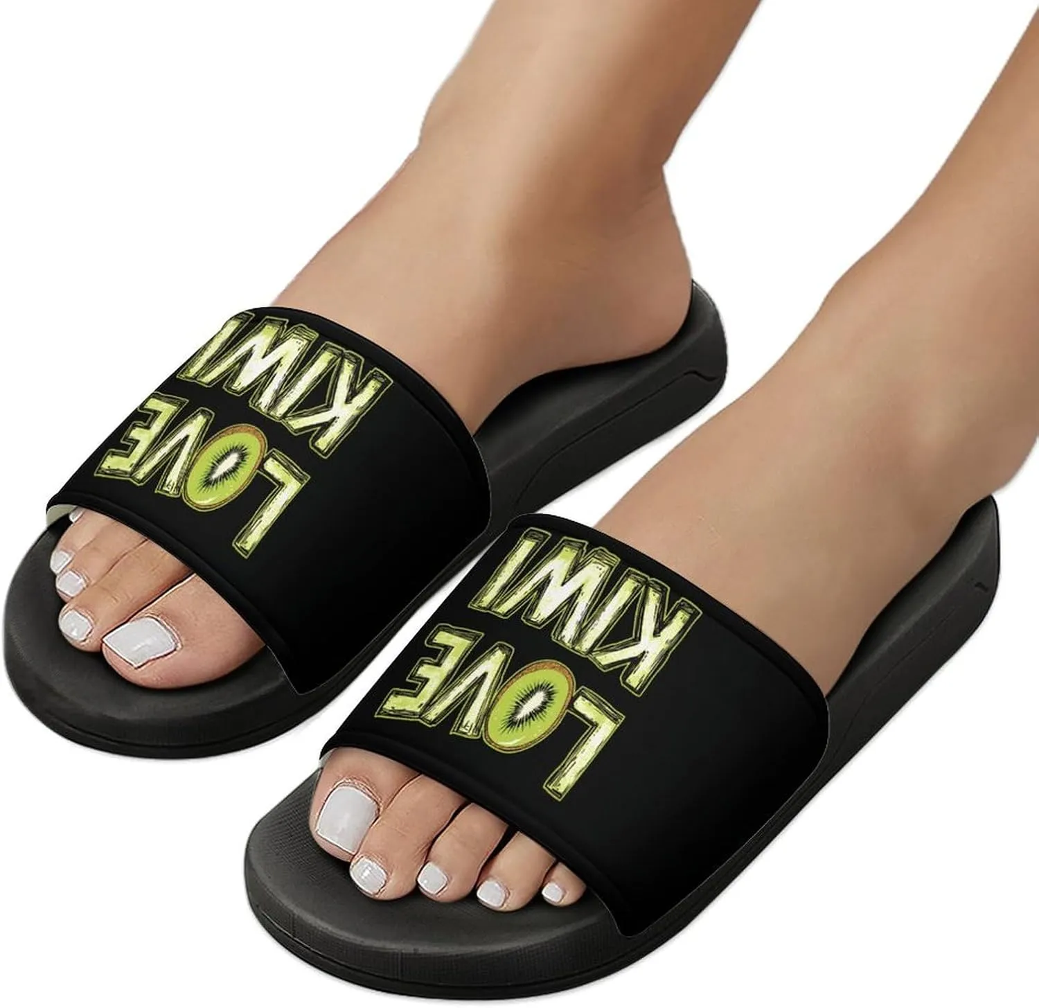 Love Kiwi Shower Sandals PVC Pillow Slippers Bath Slip On Home Shoes Non-Slip for Outdoor