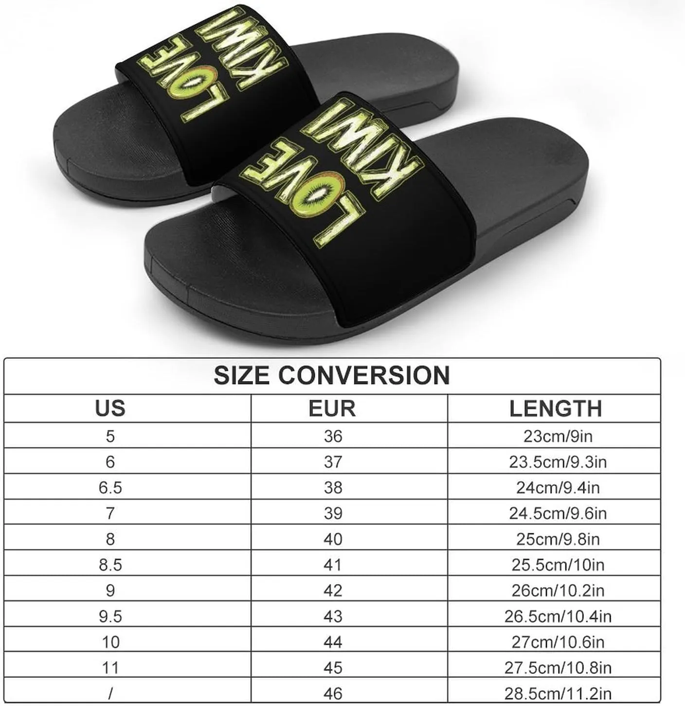 Love Kiwi Shower Sandals PVC Pillow Slippers Bath Slip On Home Shoes Non-Slip for Outdoor