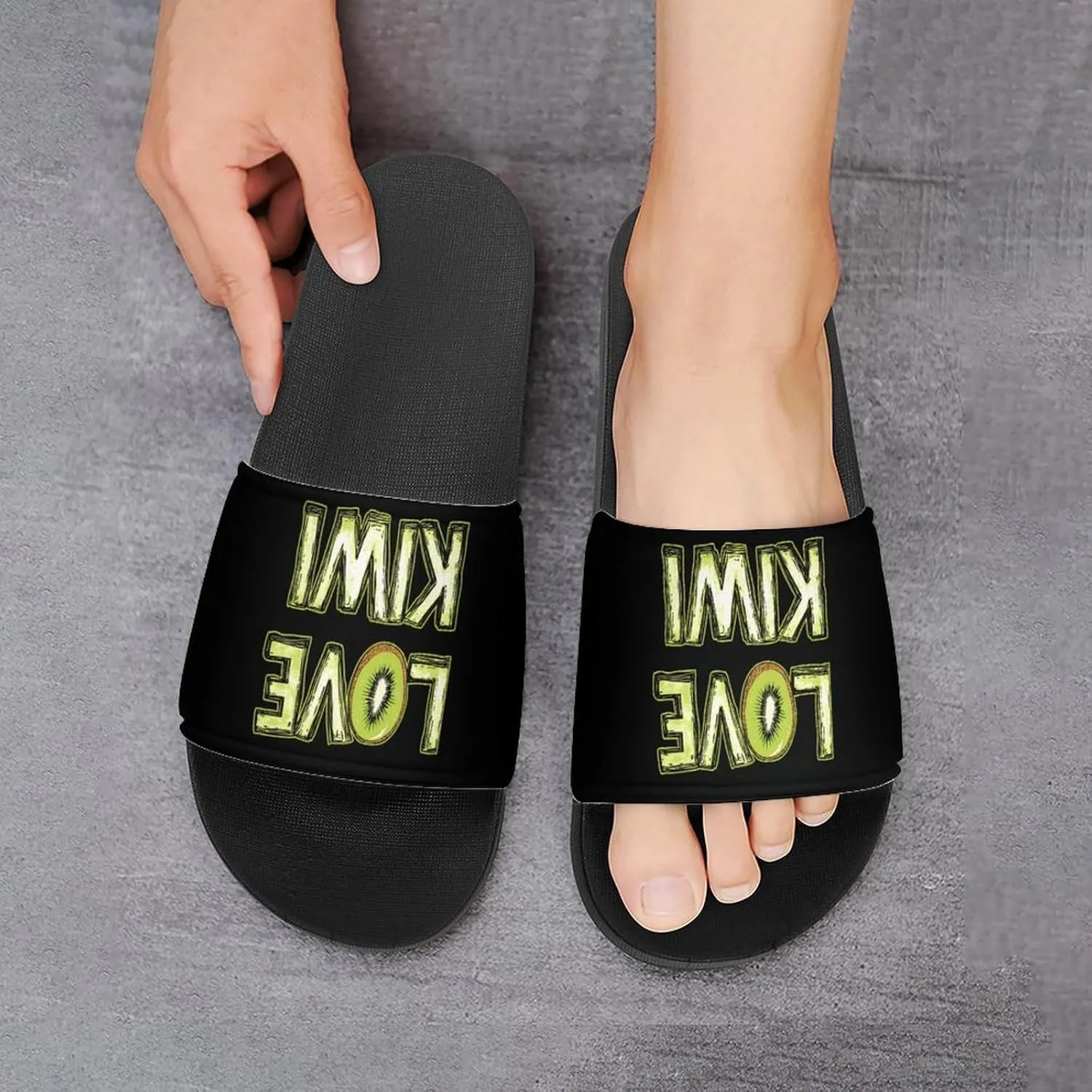 Love Kiwi Shower Sandals PVC Pillow Slippers Bath Slip On Home Shoes Non-Slip for Outdoor