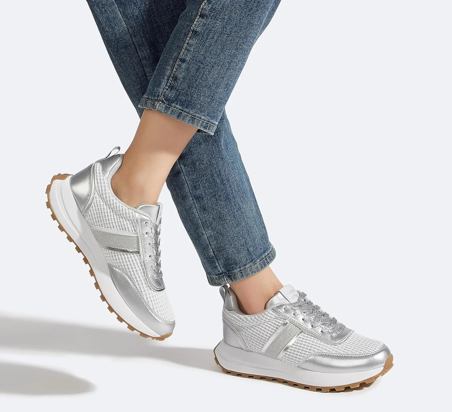 LUCKY STEP Women Platform Walking Shoe Fashion Retro Classic Casual Trainers Braided Rhinestone Sneakers Tennis Running Walking Shoes