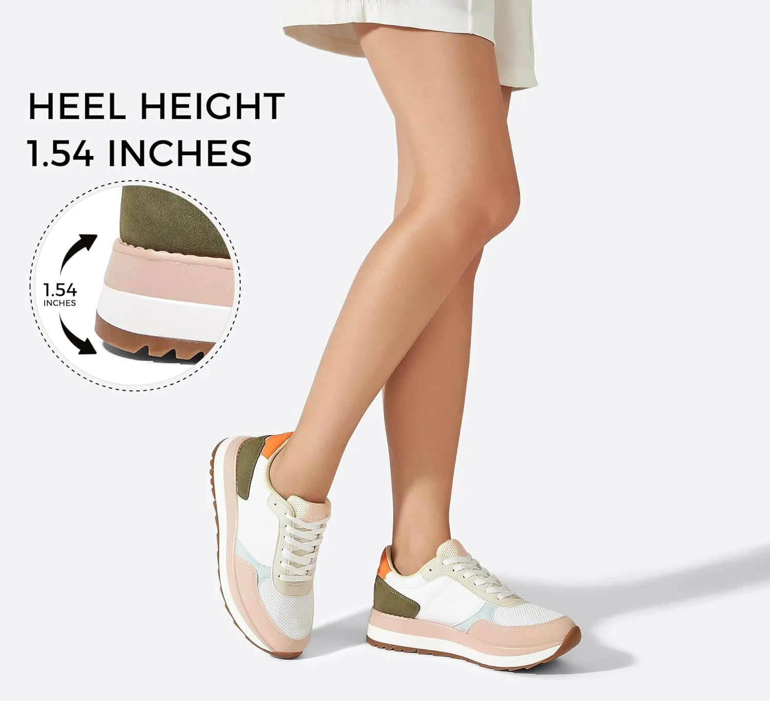 LUCKY STEP Women's Platform Fashion Sneakers Retro Neutral Classic Trainers Colorblock Casual Lace-up Stylish Tennis Chunky Walking Shoes