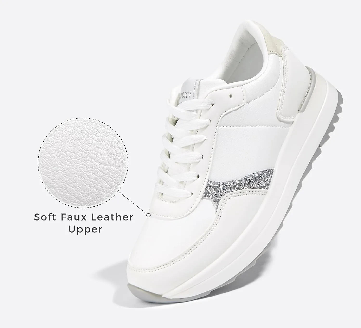 LUCKY STEP Women's Platform Fashion Sneakers Retro Neutral Classic Trainers Colorblock Casual Lace-up Stylish Tennis Chunky Walking Shoes