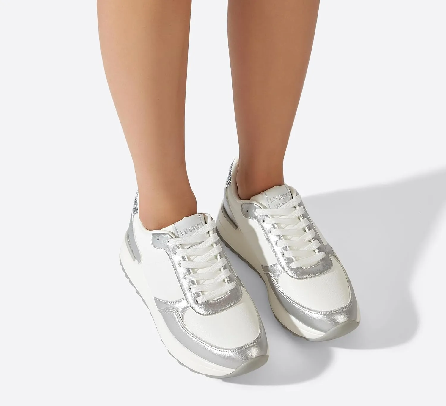 LUCKY STEP Women's Platform Fashion Sneakers Retro Neutral Classic Trainers Colorblock Casual Lace-up Stylish Tennis Chunky Walking Shoes