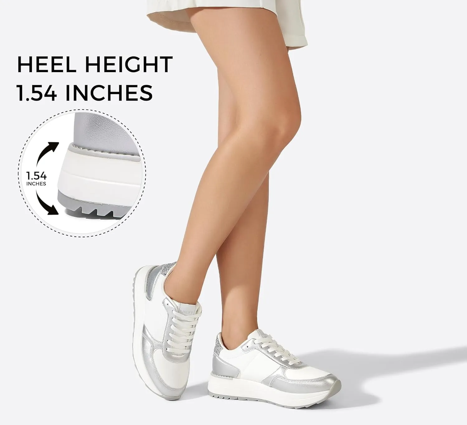 LUCKY STEP Women's Platform Fashion Sneakers Retro Neutral Classic Trainers Colorblock Casual Lace-up Stylish Tennis Chunky Walking Shoes