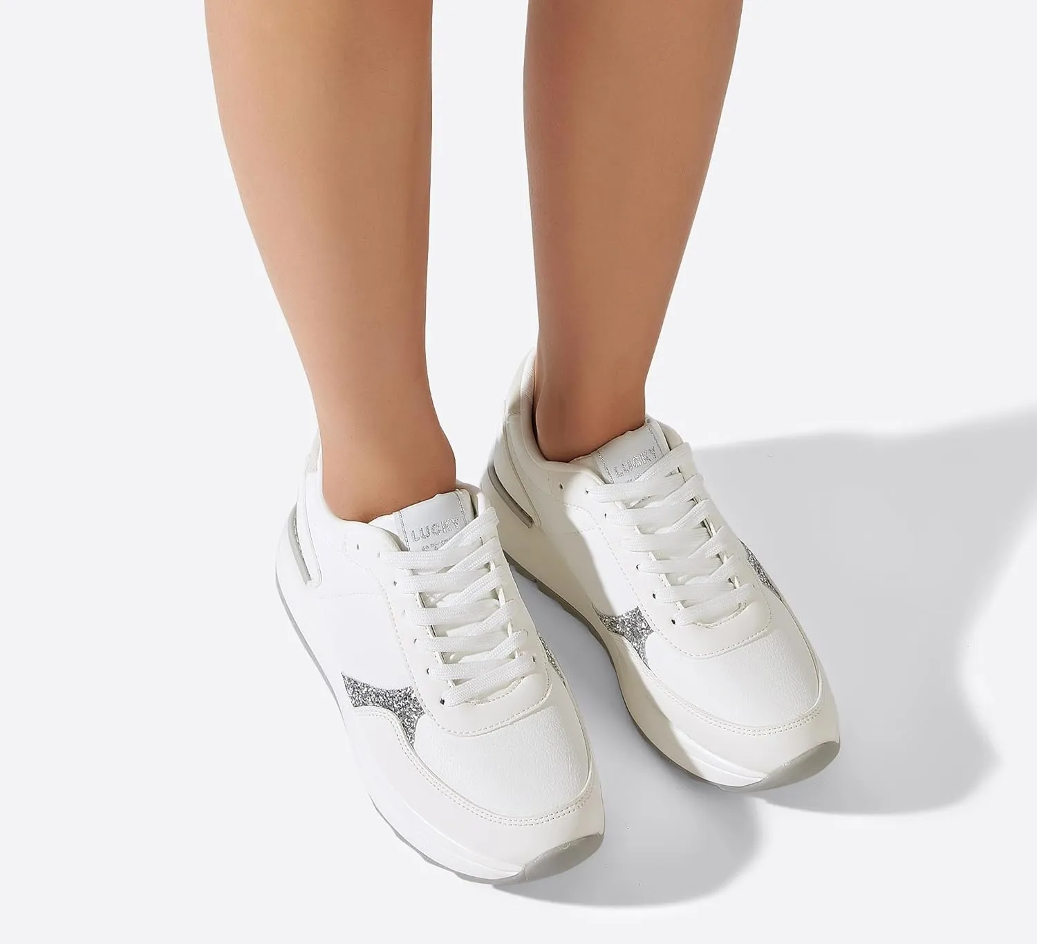 LUCKY STEP Women's Platform Fashion Sneakers Retro Neutral Classic Trainers Colorblock Casual Lace-up Stylish Tennis Chunky Walking Shoes