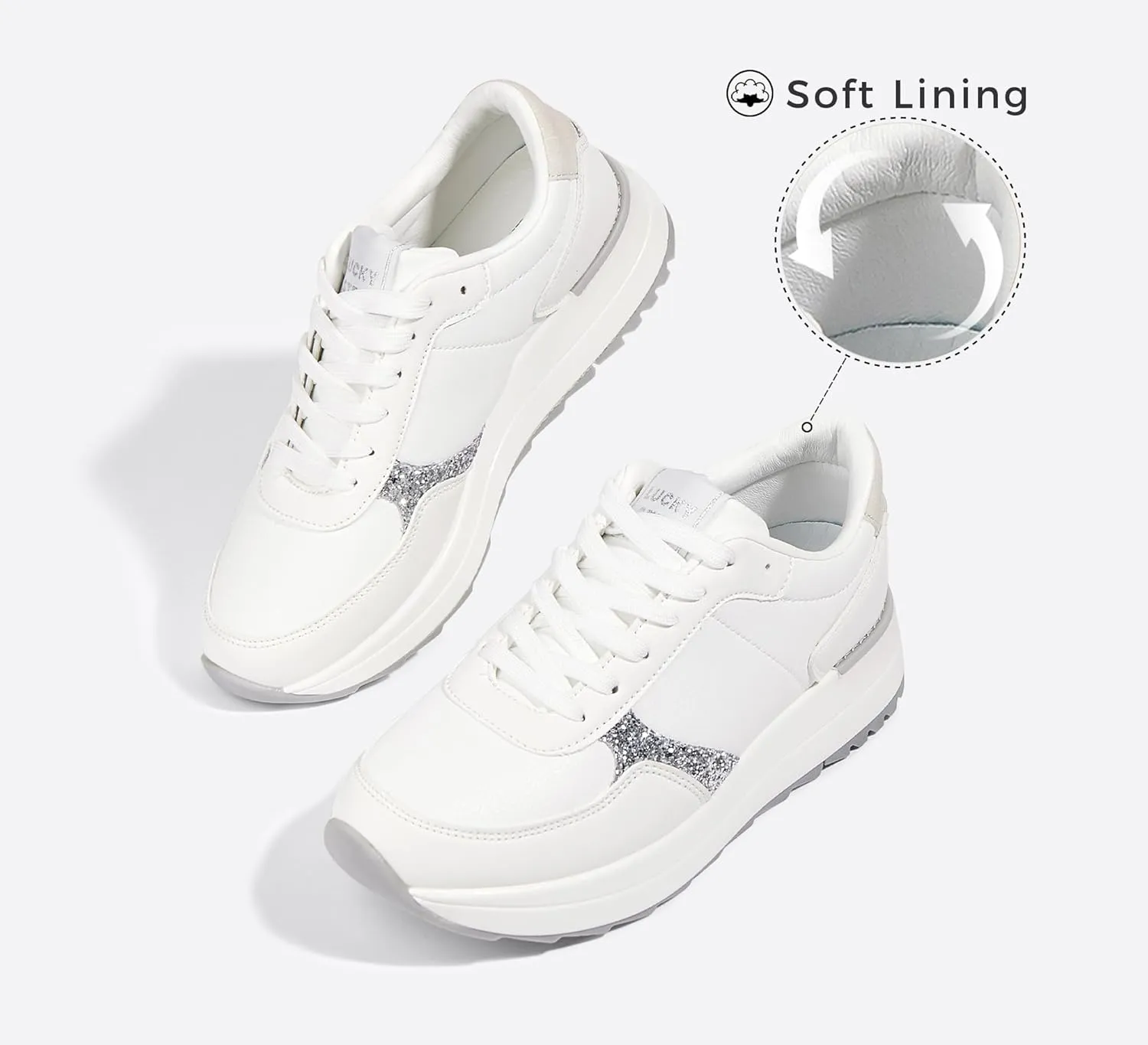 LUCKY STEP Women's Platform Fashion Sneakers Retro Neutral Classic Trainers Colorblock Casual Lace-up Stylish Tennis Chunky Walking Shoes