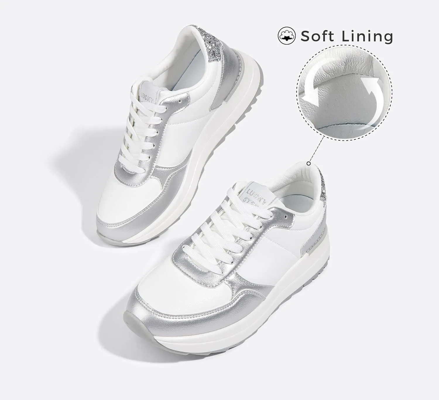 LUCKY STEP Women's Platform Fashion Sneakers Retro Neutral Classic Trainers Colorblock Casual Lace-up Stylish Tennis Chunky Walking Shoes