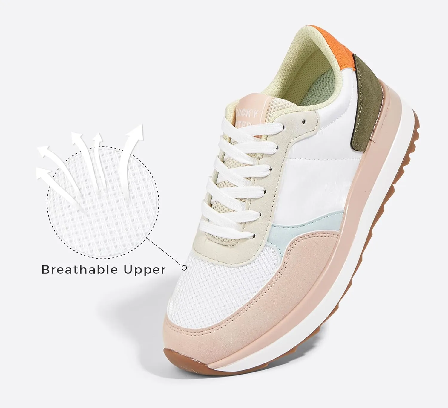 LUCKY STEP Women's Platform Fashion Sneakers Retro Neutral Classic Trainers Colorblock Casual Lace-up Stylish Tennis Chunky Walking Shoes