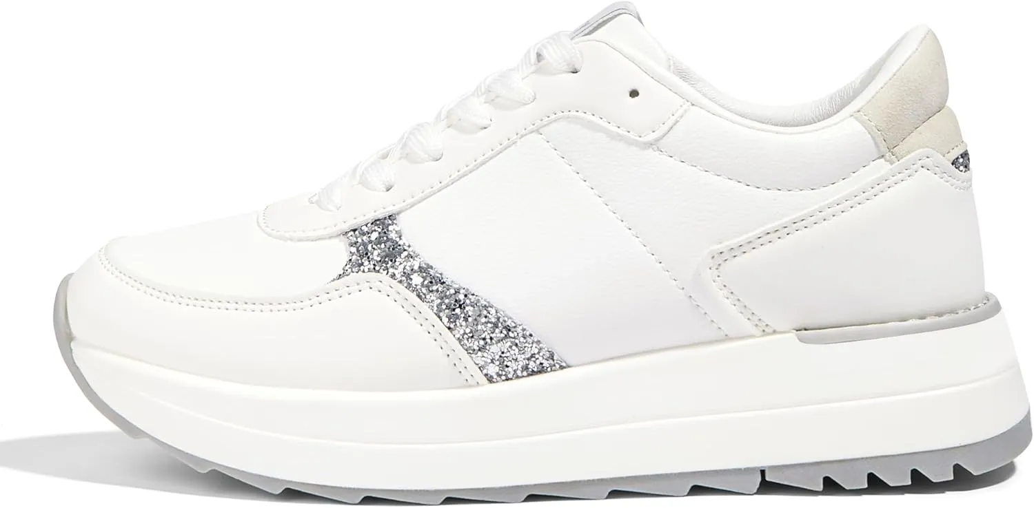 LUCKY STEP Women's Platform Fashion Sneakers Retro Neutral Classic Trainers Colorblock Casual Lace-up Stylish Tennis Chunky Walking Shoes