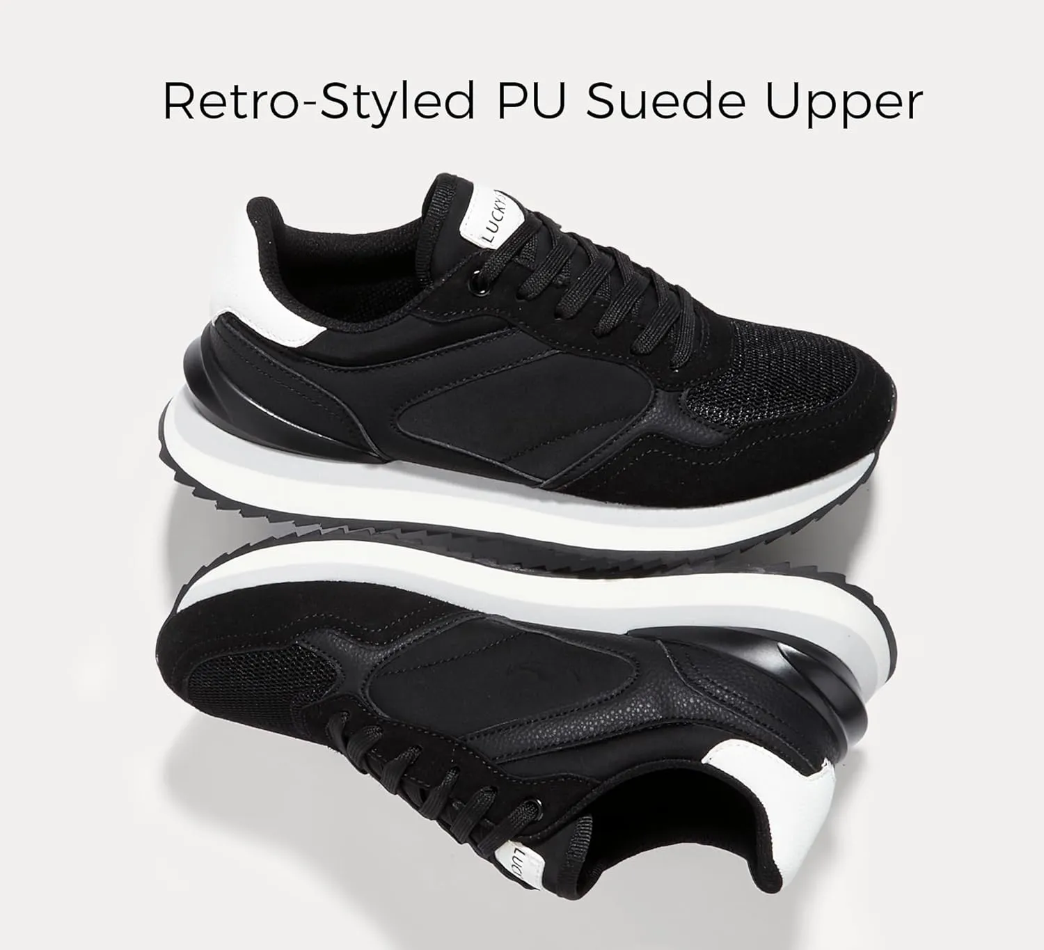 LUCKY STEP Women's Platform Fashion Sneakers Suede Colorful Colorblock Stylish Retro Casual Neutral Tennis Running Footwear Walking Shoes