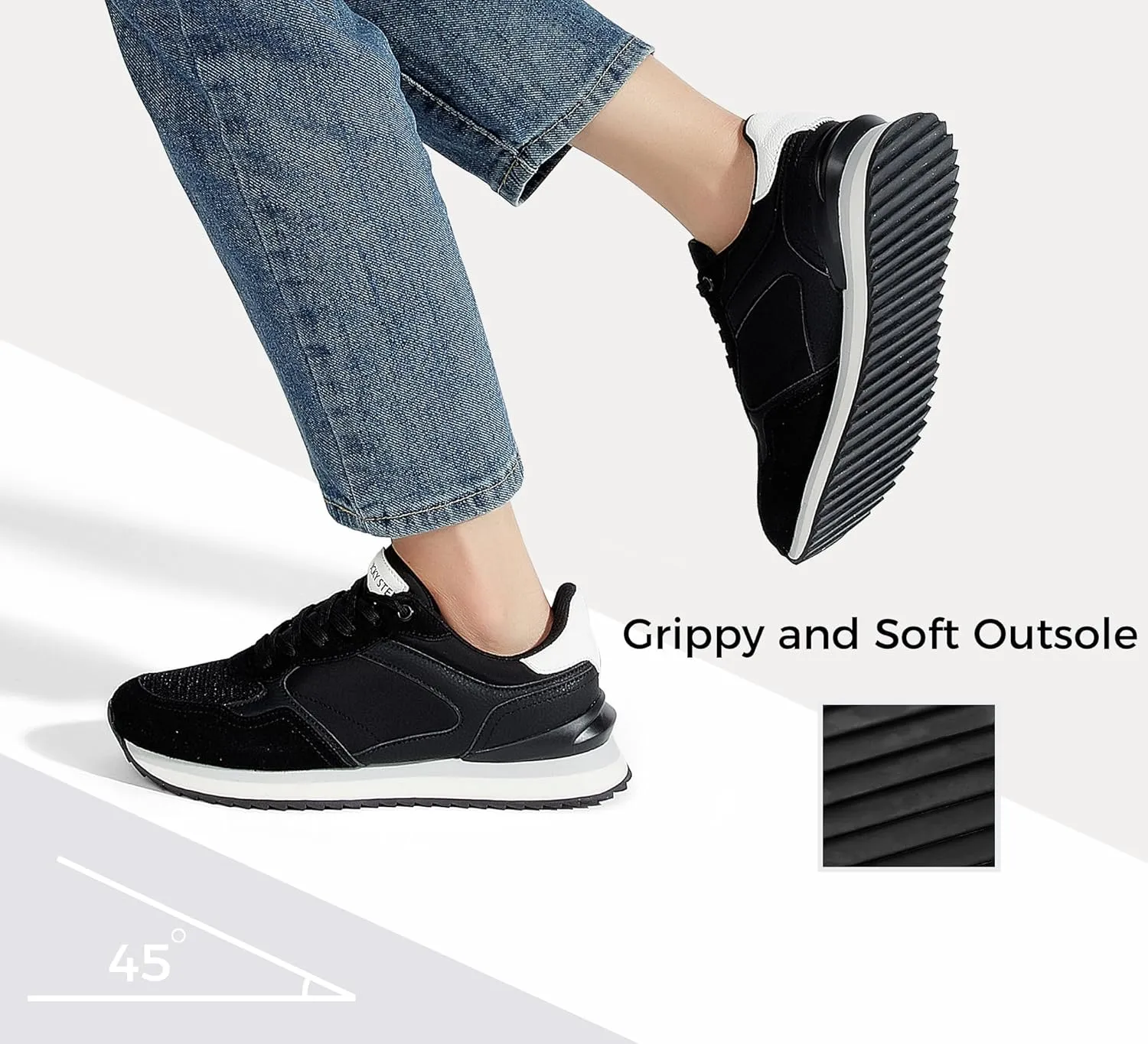 LUCKY STEP Women's Platform Fashion Sneakers Suede Colorful Colorblock Stylish Retro Casual Neutral Tennis Running Footwear Walking Shoes