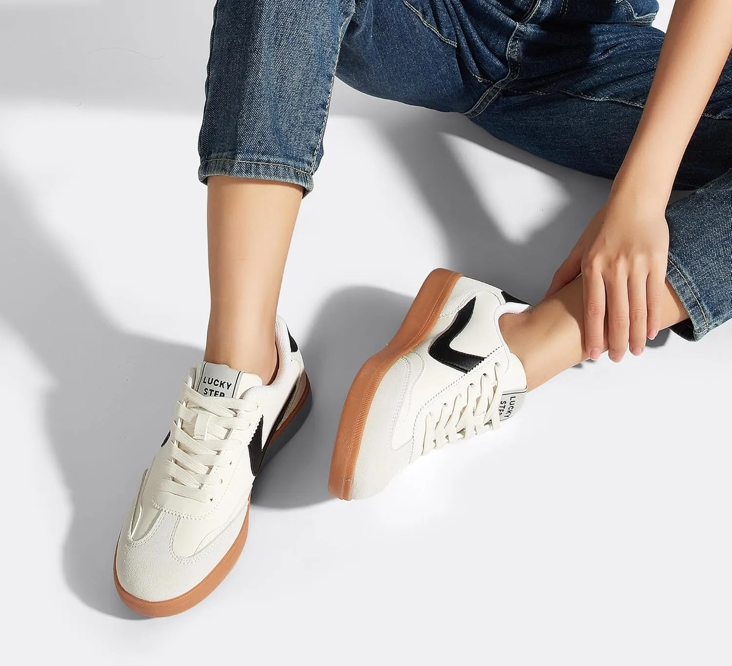 LUCKY STEP Women's Retro Fashion Sneakers Classic Casual Walking Shoes Non Slip Comfort Skate Shoes