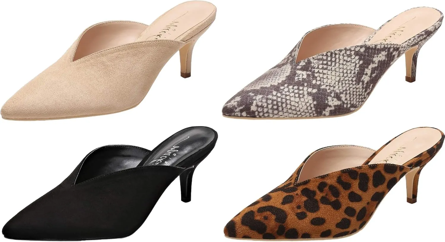 MACKIN J G224-1 Women Pointed Toe Slip On Kitten Low Heel Mules Pumps Slides