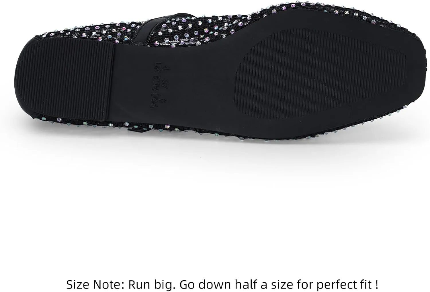 mazeskin Womens Mesh Memory Foam Ballet Flats Square Toe Shoes Ladies Comfortable Buckle Strap Ballerina Shoes with Rhinestone