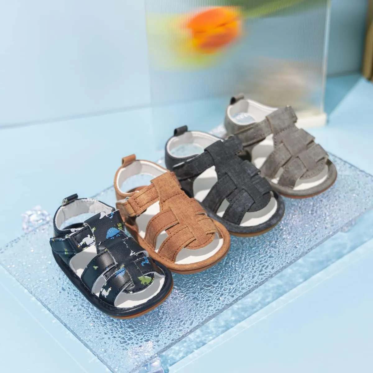 Meckior Baby Infant Boy Girl Sandals Newborn Non-Slip Soft Rubber Sole Sandals for Baby Boys Open-Toe Outdoor Casual Summer First Walkers Shoes