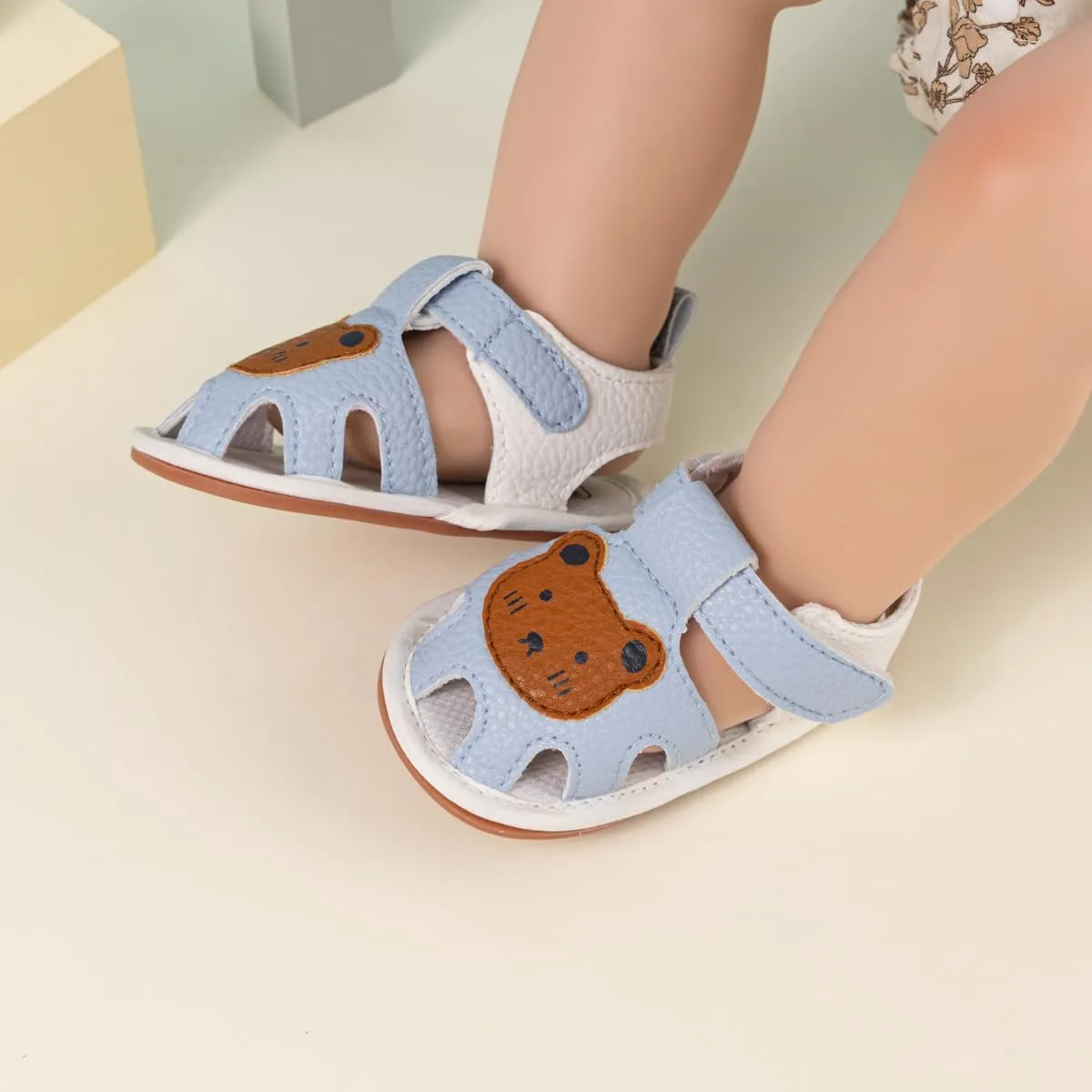 Meckior Baby Infant Boy Girl Sandals Newborn Non-Slip Soft Rubber Sole Sandals for Baby Boys Open-Toe Outdoor Casual Summer First Walkers Shoes
