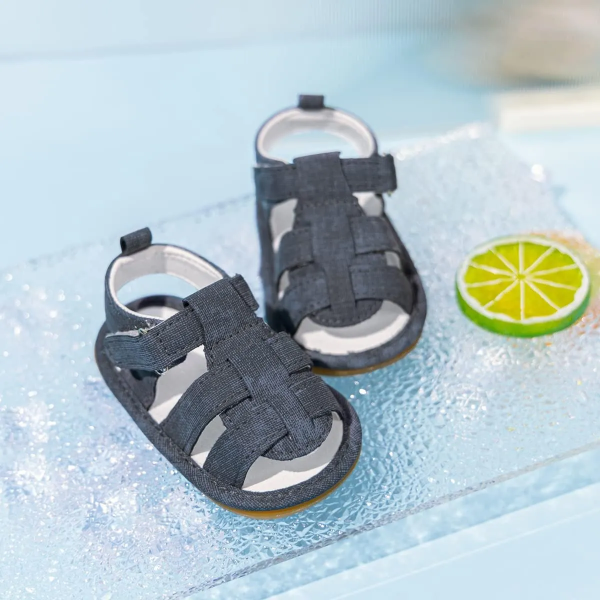 Meckior Baby Infant Boy Girl Sandals Newborn Non-Slip Soft Rubber Sole Sandals for Baby Boys Open-Toe Outdoor Casual Summer First Walkers Shoes