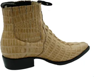 Men Genuine Cow Leather Crocodile Print Short Ankle Western j Toe Boots