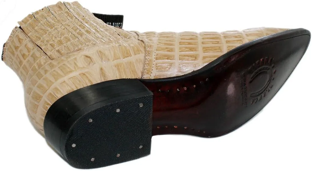 Men Genuine Cow Leather Crocodile Print Short Ankle Western j Toe Boots