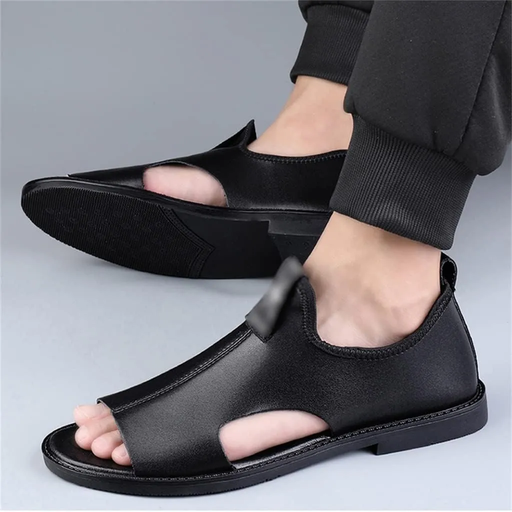 Men Sandals Genuine Leather Sandals Man Beach Shoes Outdoor Not Slip Light Slippers Men's Sandals(43)
