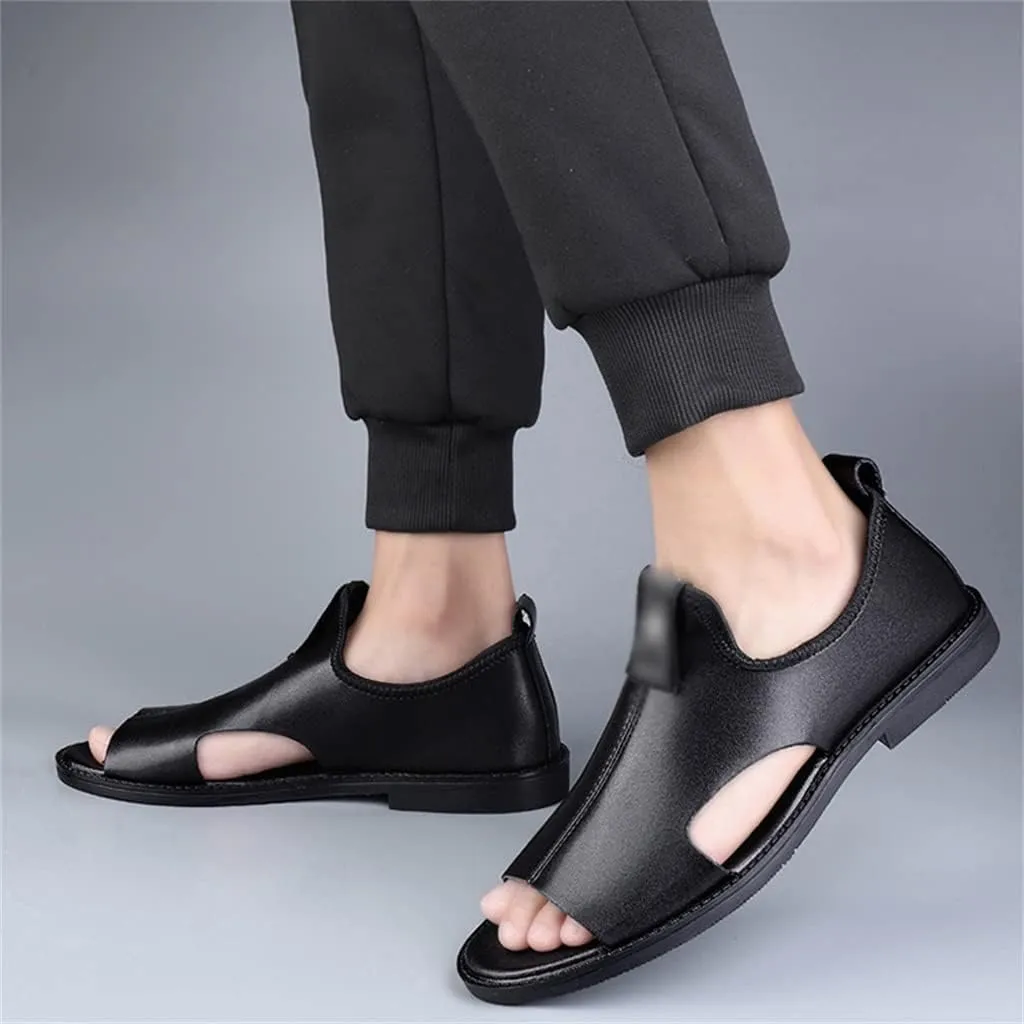 Men Sandals Genuine Leather Sandals Man Beach Shoes Outdoor Not Slip Light Slippers Men's Sandals(43)