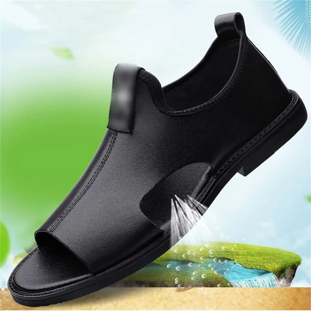 Men Sandals Genuine Leather Sandals Man Beach Shoes Outdoor Not Slip Light Slippers Men's Sandals(43)