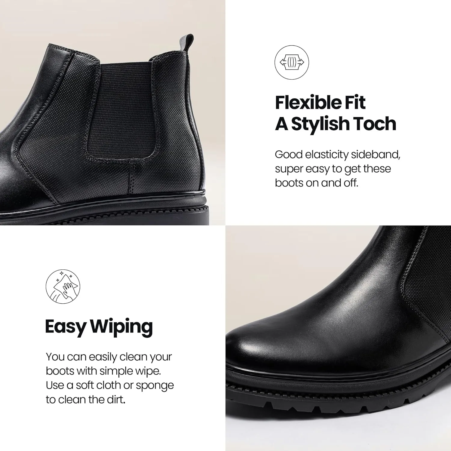 Mens Chelsea Dress Boots Classic Fashion Casual Leather Slip On Ankle Boot for Men
