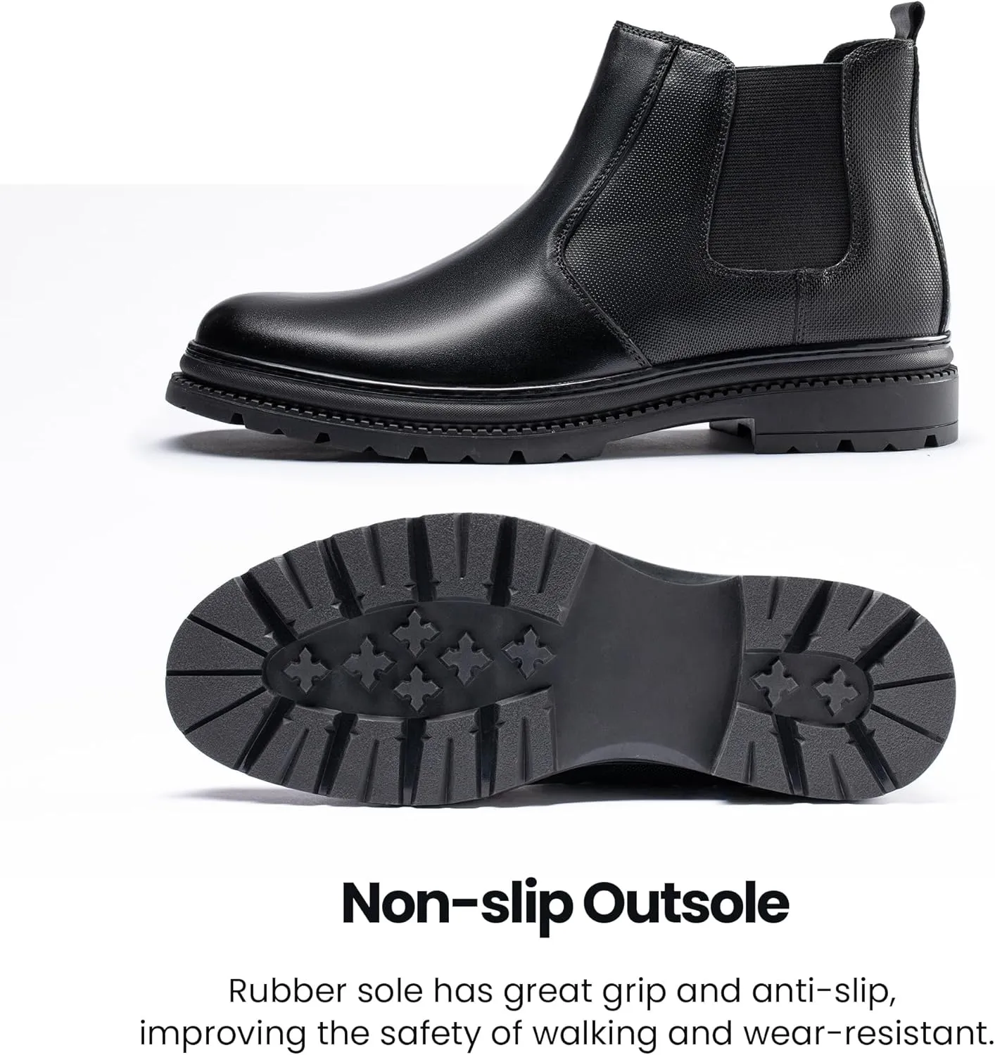 Mens Chelsea Dress Boots Classic Fashion Casual Leather Slip On Ankle Boot for Men