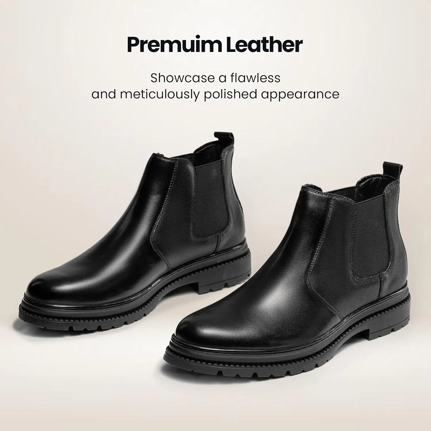 Mens Chelsea Dress Boots Classic Fashion Casual Leather Slip On Ankle Boot for Men