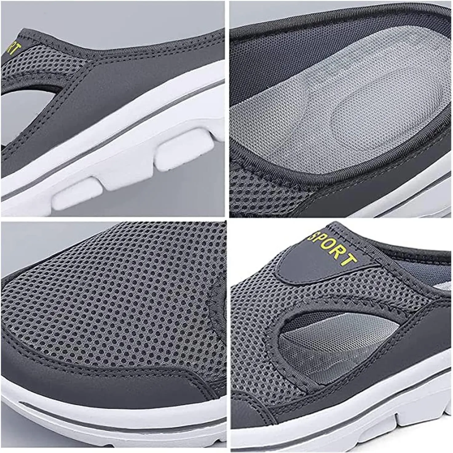Men's Comfort Breathable Support Sports Sandals, Heelless Air Breathable Mesh Sport Sandals, High Elasticity Non-Slip Walking Shoes for Mens and Womens