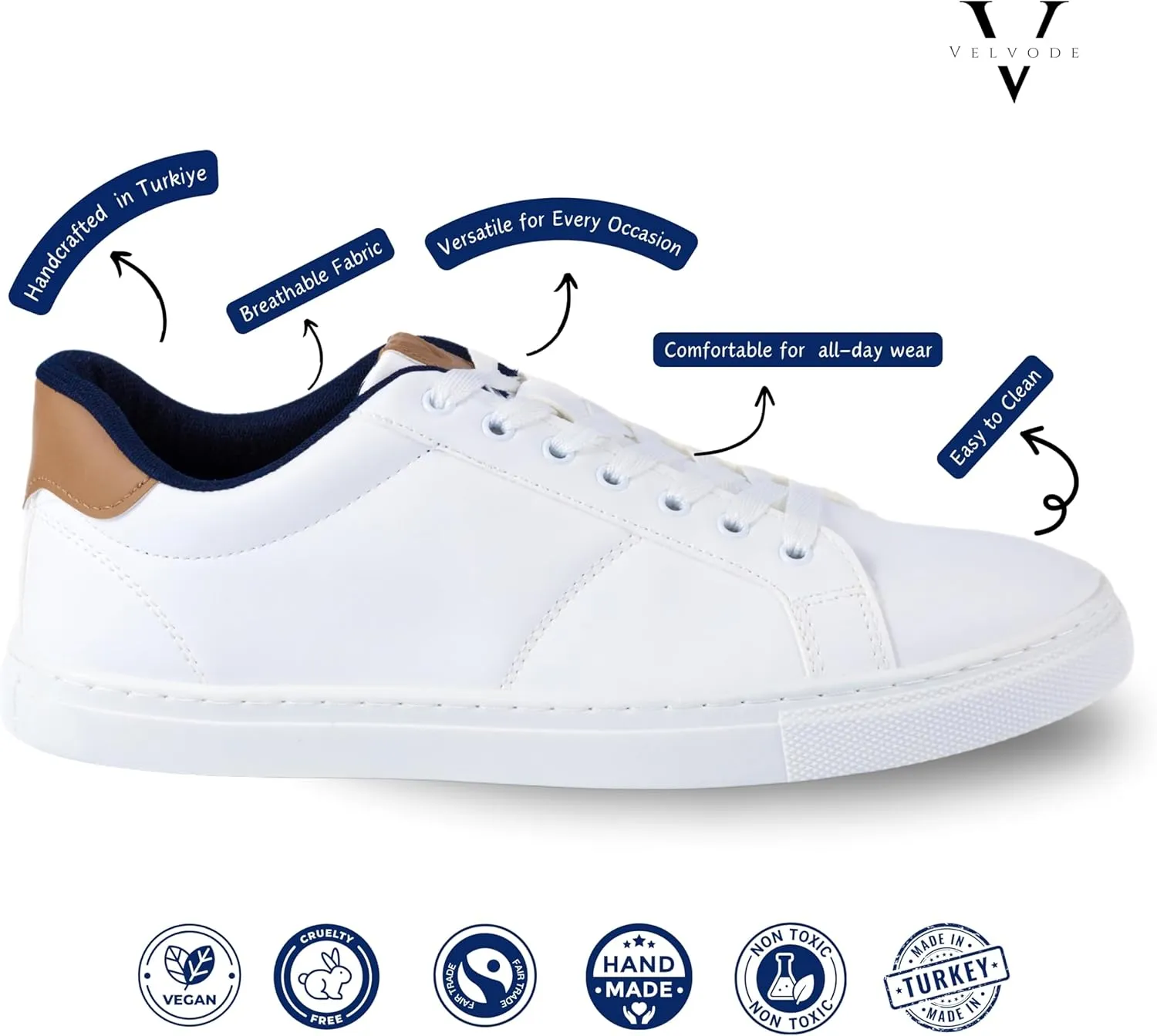 Men's Fashion Everyday Sneakers with Comfortable Memory Foam Insoles - Stylish & Durable White Sneakers for Men, Ideal for Casual Wear - Men's White/Black Shoes