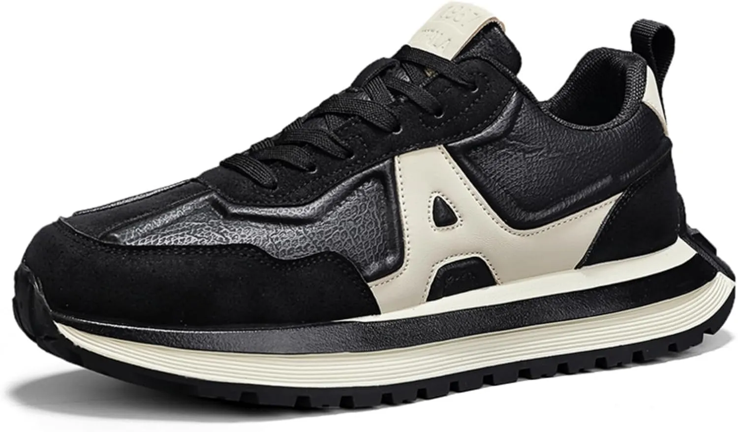 Mens Fashion Lace-Up Platform Sneakers Low-Top Round Toe Non Slip Casual Chunky Shoes for Gym Sports Tennis Jogging Running Walking